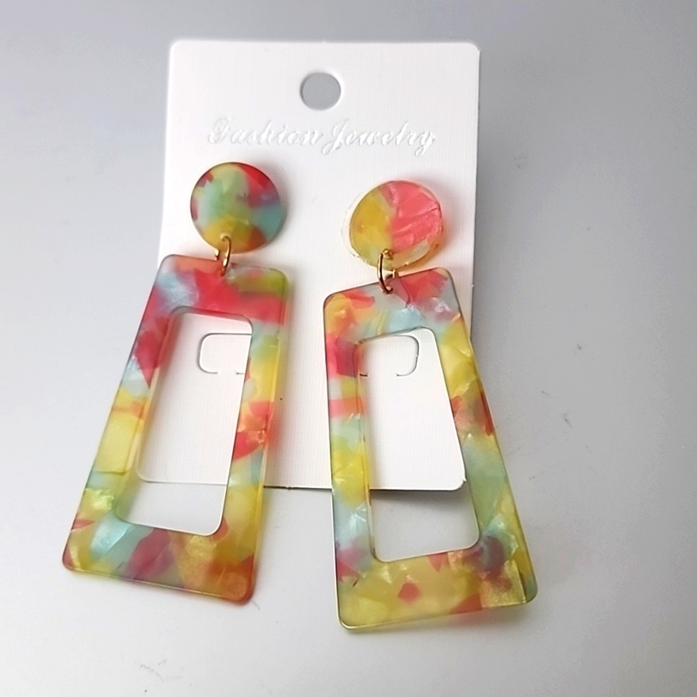 Acrylic Geometric  cut out  Earrings Stud